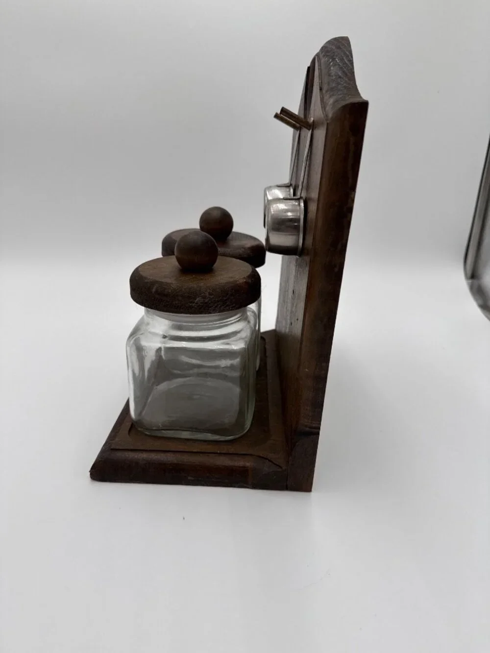 Vintage Wooden CoffeeTea Canister Set Glass Jars Wood Grandmacore Cottagecore